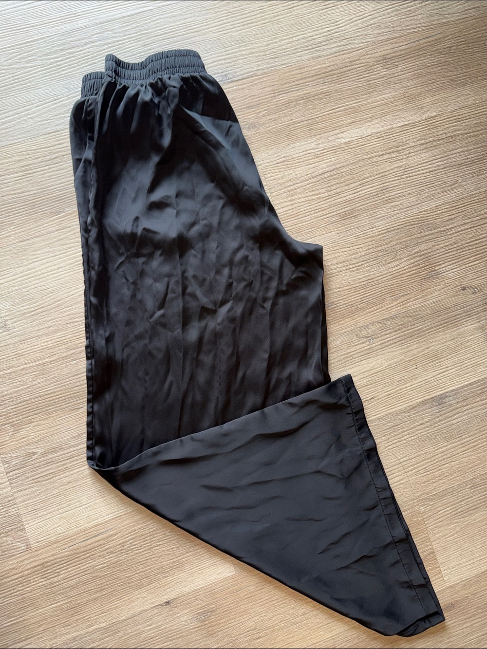 PATRIZIA LUCA MILANO Wide Leg Elastic Waist Black Satin Style Palazzo Pants - Picture 4 of 6